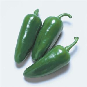 three, short, green, smooth jalapeno peppers